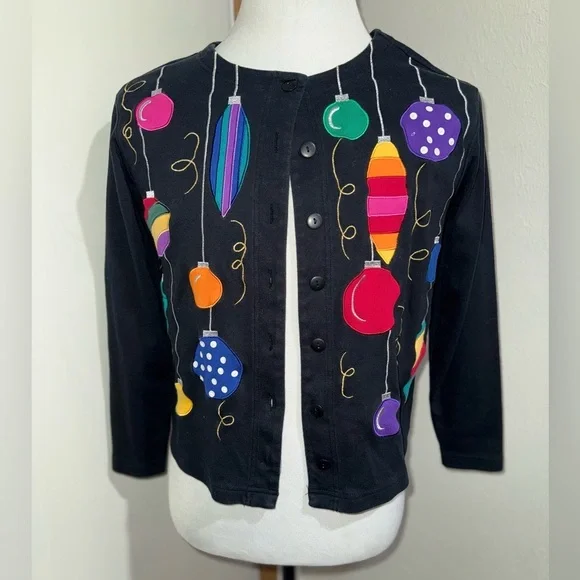 Bechamel Holiday Spirit Button Up Cardigan Vintage Sweater Size Small - Picture 1 of 14